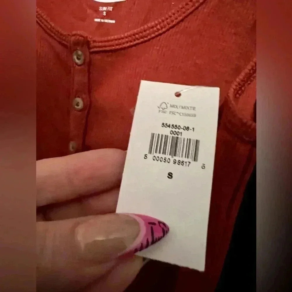 🤑 NWT Burnt Umber Orange Brown Henley Tank Top Old Navy - Picture 4 of 5
